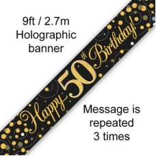 Age Birthday Banner. Sparkling Fizz. Gold and Black.