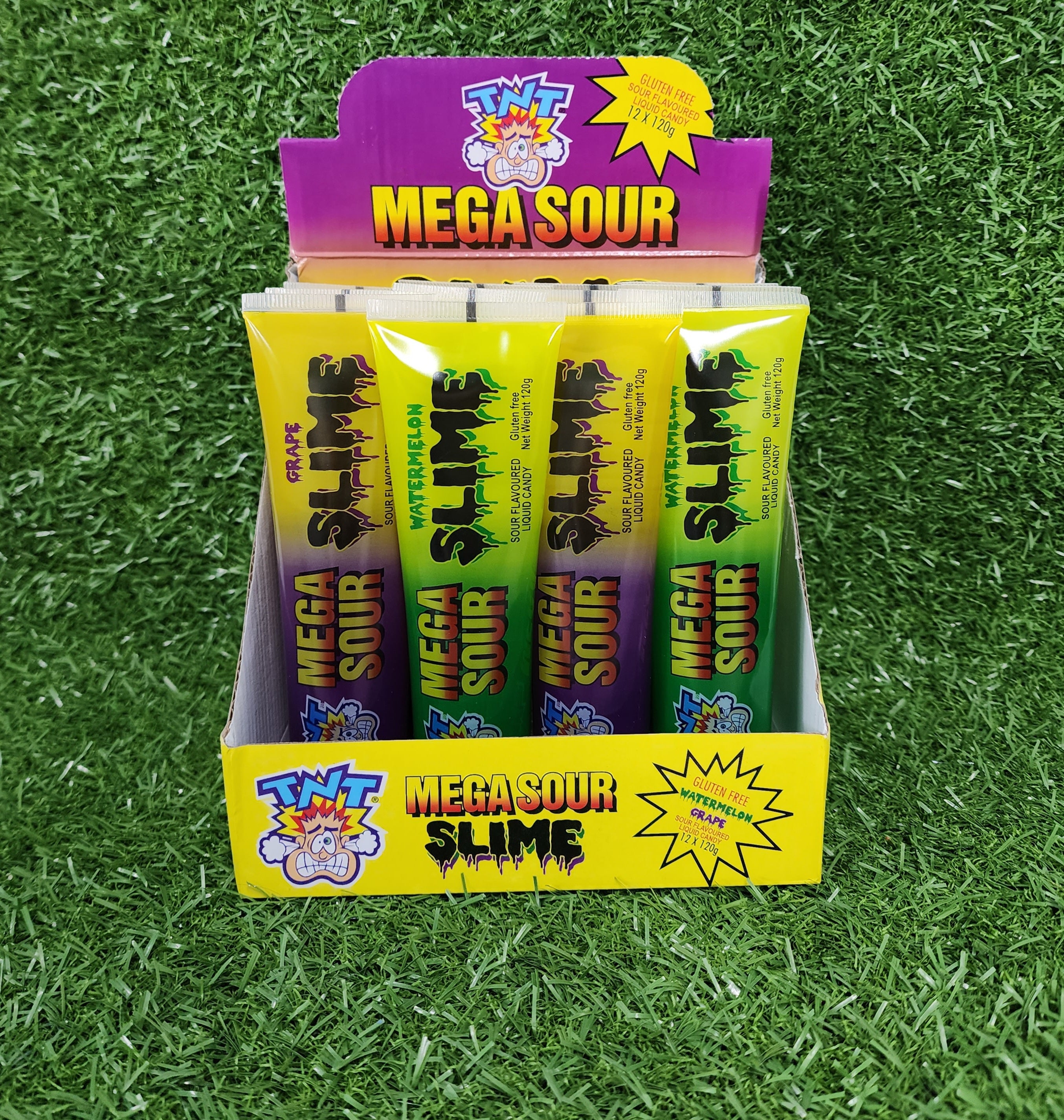 TNT Mega Sour Slime, grape or watermelon