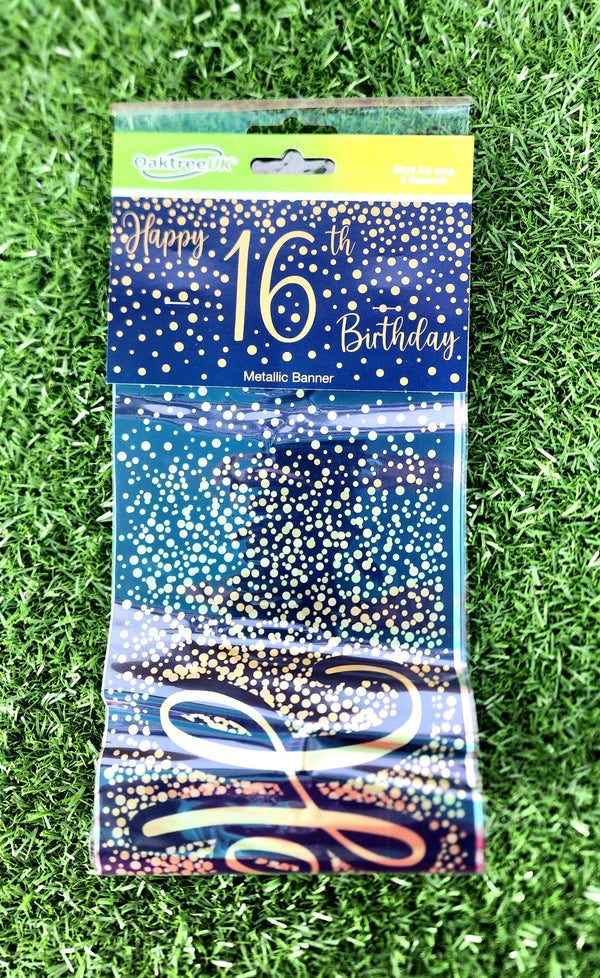 Age Banner Metallic Navy and Gold