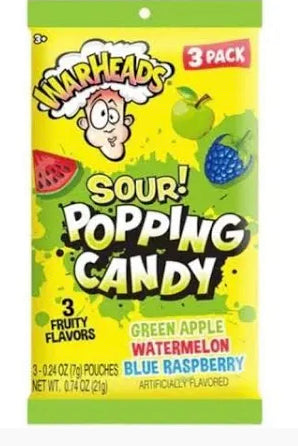 Warheads Sour Popping Candy 3pk